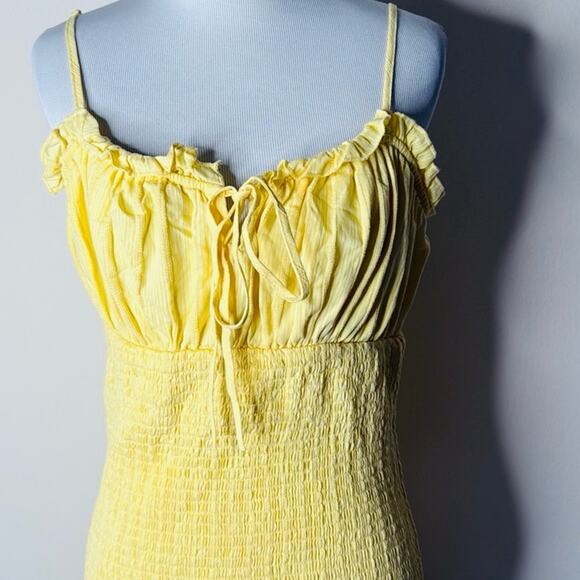 Revamped Yellow Smocked Ruffled Mini Sundress - Picture 2 of 7